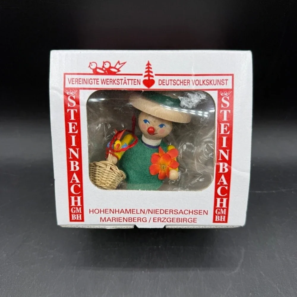 Vintage Steinbach Ornament Gardener Wooden Hand Painted Bird Flower‎ Cottage